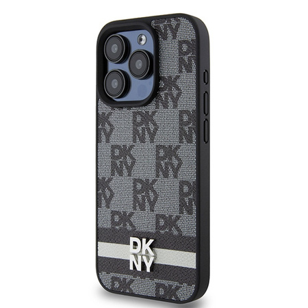 DKNY ETUI HARDCASE DO IPHONE 15 PRO 6.1 CHECKERED MONO SKÓRZANE Z