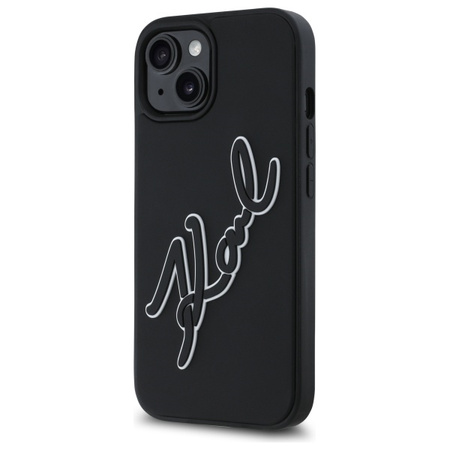 KARL LAGERFELD POKROWIEC RUBBER DO IPHONE 15 6.1 3D HARDCASE SIGNATURE
