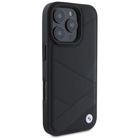 BMW ETUI HARDCASE SIGN LEATHER CROSSING LINES PATTERN DO IPHONE 16 PRO 6.3