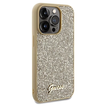 Etui Guess Disco Metal Script na iPhone 14 Pro Max - złote