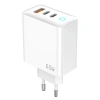 JELLICO ładowarka sieciowa EU20 GaN PD 65W 2xUSB-C + 1xUSB QC3.0 + kabel USB-C - USB-C Biały