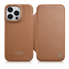 iCarer CE Premium Leather Folio Case skórzane etui iPhone 14 Pro z klapką magnetyczne MagSafe brązowy (WMI14220714-BN)