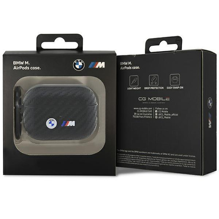 Etui BMW BMAP2WMPUCA2 na AirPods Pro 2 gen cover - czarne Carbon Double Metal Logo