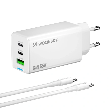 WOZINSKY ŁADOWARKA GAN 65W 2X USB-C DO TELEFONÓW IPHONE MACBOOK Z KABLEM