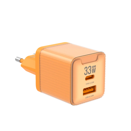 JELLICO ładowarka sieciowa EU55 GaN PD 33W 1xUSB-C + 1xUSB QC3.0 Pomarańczowy