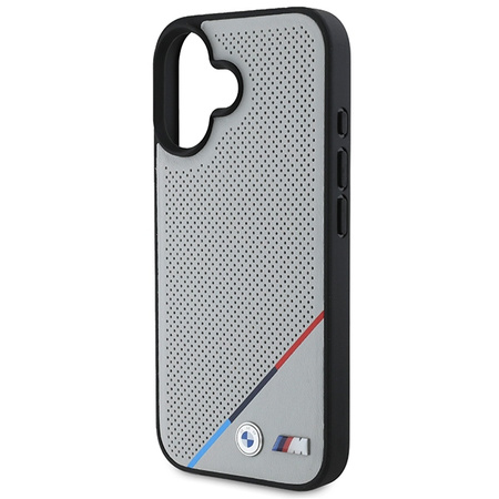 BMW BMHMP16S23PUPDG iPhone 16 6.1szary/grey hardcase M Perforated Tricolor Line MagSafe