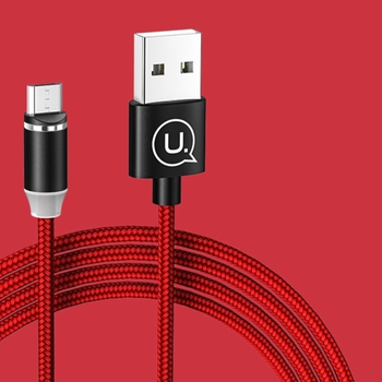 USAMS KABEL MAGNETYCZNY U-SURE DO MICRO USB 1M 2.1A PLECIONY CZERWONY