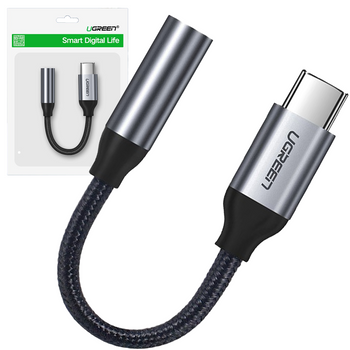 Ugreen przejściówka do słuchawek z 3,5 mm mini jack na USB Typ C 10 cm szary (30632)