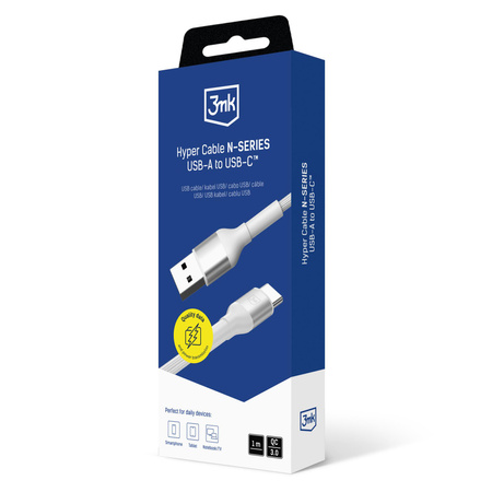 Accessories - 3mk Hyper Cable N-SERIES A to C 1m QC 3.0 9V/2A 18W White