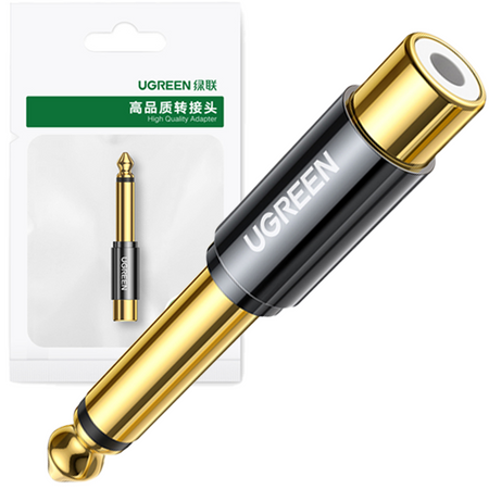 Ugreen przejściówka adapter jack 6,35 mm (męski) na RCA (żeński) złoty (AV169 80731)