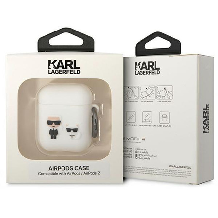 Etui Karl Lagerfeld KLACA2SILKCW na AirPods 1/2 - białe Silicone Karl&Choupette