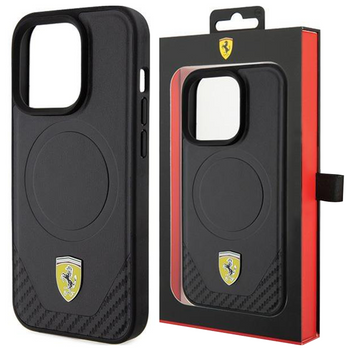 Ferrari FEHMP15SPTEK iPhone 15 6.1" czarny/black hardcase Carbon Metal Logo MagSafe