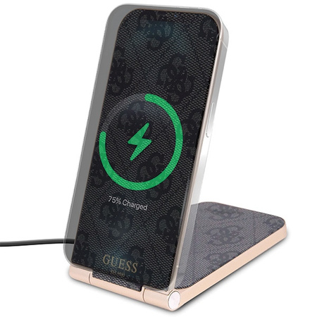 Guess składana ład. indukcyjna2w1 GUDCFAL4PEGK 15W czarny/black 4G Pattern MagSafe
