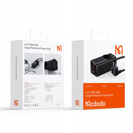 MCDODO ŁADOWARKA SIECIOWA LISTWA ZASILAJĄCA GAN 1xUSB 2xUSB-C 1xAC 70W
