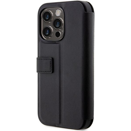 Etui BMW BMBKP14L22RVSK na iPhone 14 Pro - czarne bookcase Leather Stamp Blue Lines