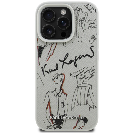 Etui Karl Lagerfeld Grained Pattern & Logo MagSafe do iPhone 16 Pro szary