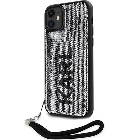 Etui Karl Lagerfeld KLHCN61PSQRKS na iPhone 11 / Xr - srebrne Sequins Cord