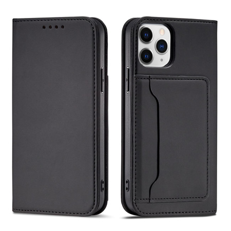 Magnet Card Case etui do iPhone 12 Pro pokrowiec portfel na karty kartę podstawka czarny