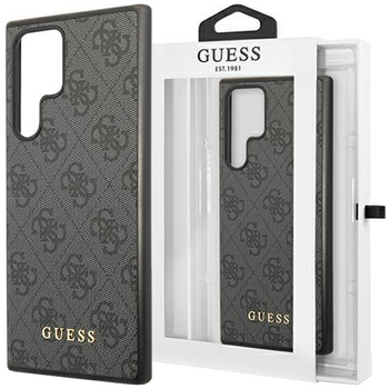 Guess GUHCS22LG4GFGR S22 Ultra S908 szary/grey hard case 4G Metal Gold Logo