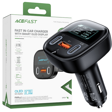 Acefast ładowarka samochodowa 101W 2x USB Typ C / USB, PPS, Power Delivery, Quick Charge 4.0, AFC, FCP czarny (B5)