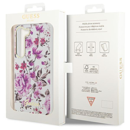 Etui Guess GUHCS23MHCFWST S23+ S916 - białe Flower Collection