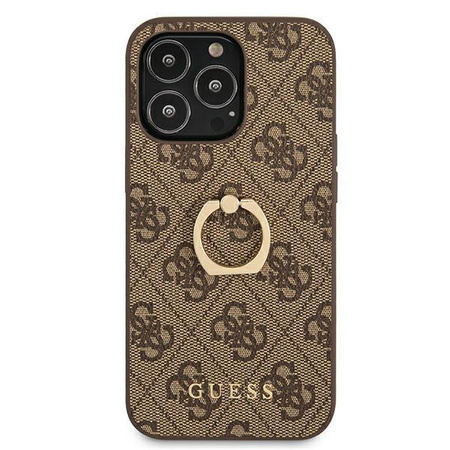 Etui Guess GUHCP13L4GMRBR na iPhone 13 Pro / 13 - brązowe 4G with ring stand