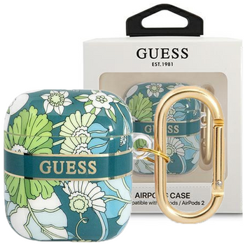 Guess GUA2HHFLN AirPods cover zielony/green Flower Strap Collection