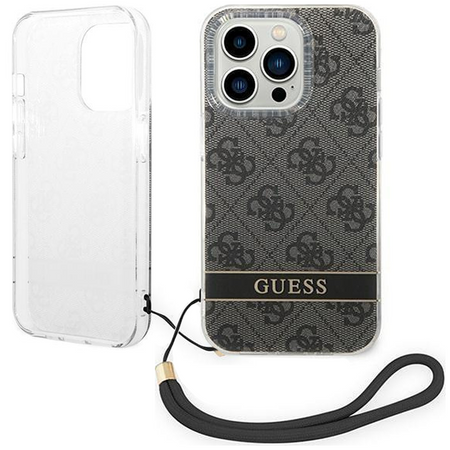 Guess GUOHCP14LH4STK iPhone 14 Pro 6,1" czarny/black hardcase 4G Print Strap