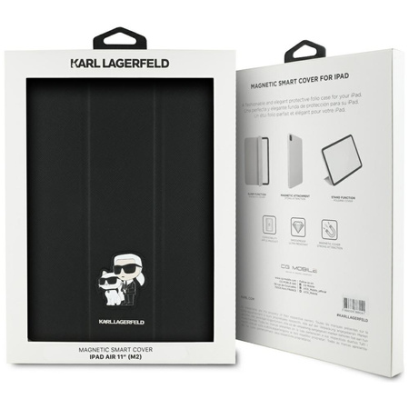 Karl Lagerfeld KLFC11RM24SAKCK iPad Air 11 2024/2025 Book Cover czarny/black Saffiano Magnetic Karl &Choupette
