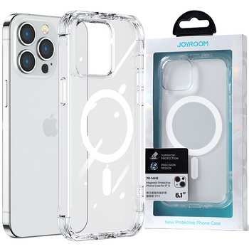 Joyroom Magnetic Defender magnetyczne etui do iPhone 14 Plus pancerny pokrowiec z haczykami podstawką przezroczysty (kompatybilne z MagSafe)