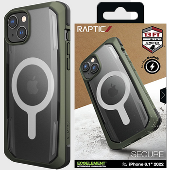 Raptic X-Doria Secure Case etui iPhone 14 z MagSafe pancerny pokrowiec zielony