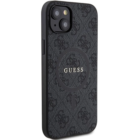 Etui Guess 4G Collection Leather Metal Logo MagSafe na iPhone 14 / 15 / 13 - czarne