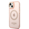 Guess GUHMP14MHTCMP iPhone 14 Plus 6,7" różowy/pink hard case Gold Outline Translucent MagSafe