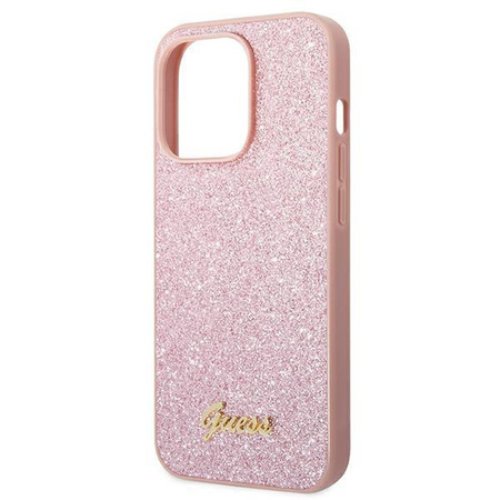 Guess GUHCP14XHGGSHP iPhone 14 Pro Max 6,7" różowy/pink hard case Glitter Script