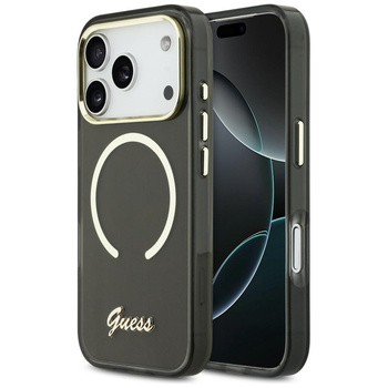 Etui Guess IML Script Metal MagSafe do   iPhone 17 Pro Max czarny