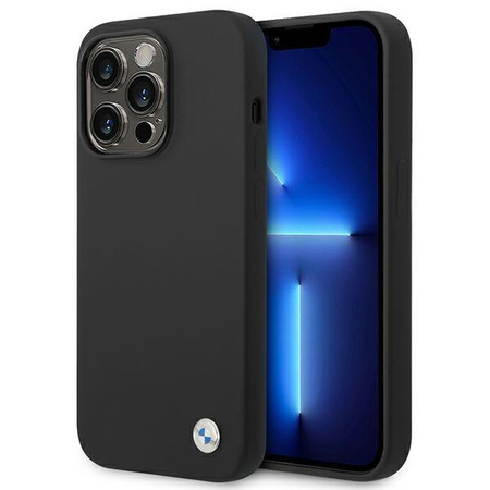 Etui BMW BMHCP14XSILBK na iPhone 14 Pro Max - czarne Silicone Metal Logo