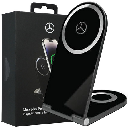 Ładowarka indukcyjna Mercedes Silver Stars MagSafe składana 2w1 15W - czarna