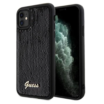 Etui Guess Sequin Script Metal na iPhone 11 / Xr - czarne