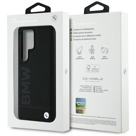 Etui BMW Leather Big Wordmark do Samsung Galaxy S25 Ultra czarny
