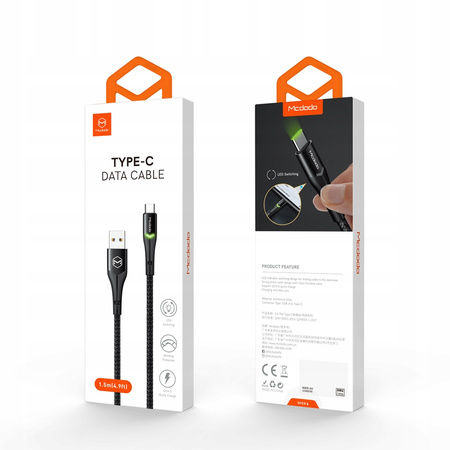 MCDODO KABEL USB-C SZYBKIE ŁADOWANIE DO SAMSUNG ŁADOWARKA USB TYP C LED 1M