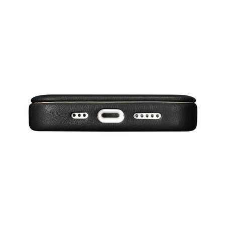 iCarer CE Premium Leather Folio Case skórzane etui iPhone 14 Plus z klapką magnetyczne MagSafe czarny (WMI14220715-BK)