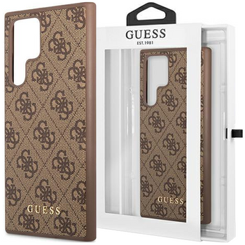 Guess GUHCS22LG4GFBR S22 Ultra S908 brązowy/brown hard case 4G Metal Gold Logo