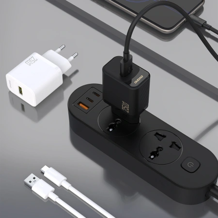 Ładowarka sieciowa Dudao A27STEU 25W GaN USB-A z kablem USB-A - USB-C - czarna