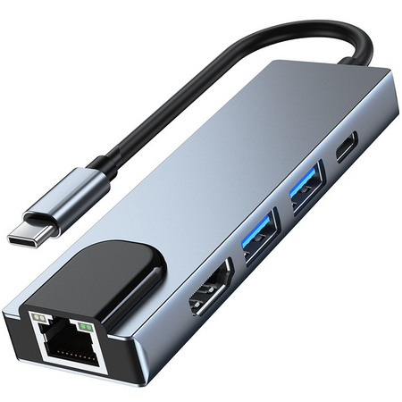 TECH-PROTECT V3-HUB ADAPTER 5IN1 DO LAPTOPA USB-C 4K HDMI Z PORTEM ETHERNET