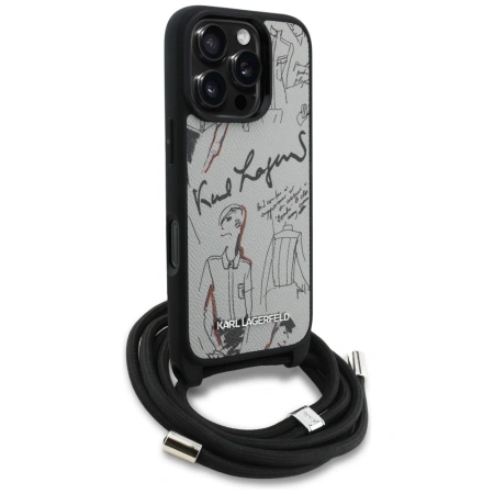 KARL LAGERFELD ETUI CROSSBODY GRAINED PATTERN & LOGO DO IPHONE 16 PRO MAX