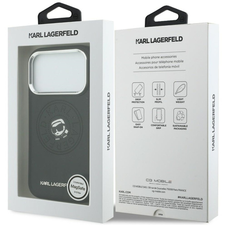 Etui Karl Lagerfeld Point & Karl Sketch  MagSafe do iPhone 17 Pro Max czarny