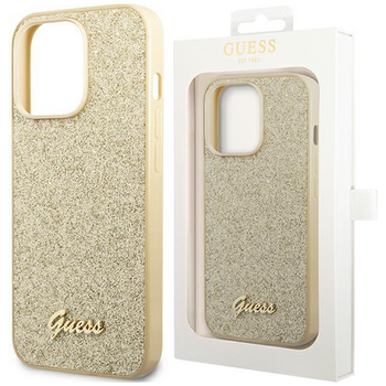 Guess GUHCP14LHGGSHD iPhone 14 Pro 6,1" złoty/gold hard case Glitter Script