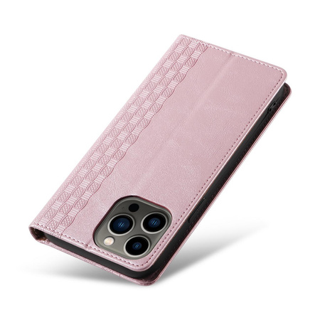 Magnet Strap Case etui iPhone 14 Plus pokrowiec z klapką portfel mini smycz podstawka różowe