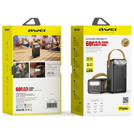 AWEI PowerBank P101K 60000mAh 22.5W      czarny/black