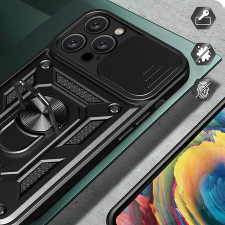 HURTEL ETUI CAMSHIELD DO IPHONE 16 PRO Z PODSTAWKĄ I OCHRONĄ NA APARAT